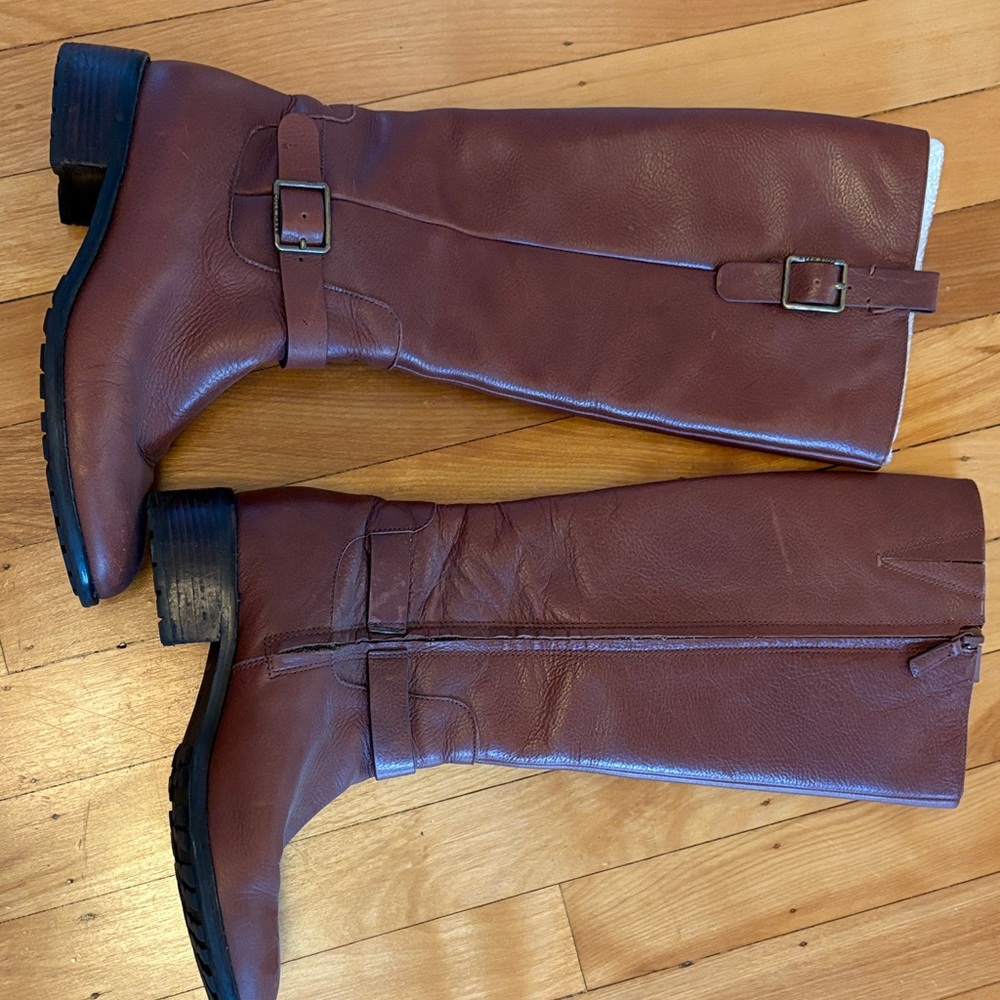 Cole Haan Chestnut Leather Heeled Boots